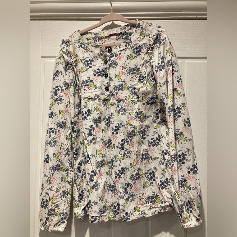 Fatface white floral longsleeve blouse girls age 8-9 years - Picture 1 of 3